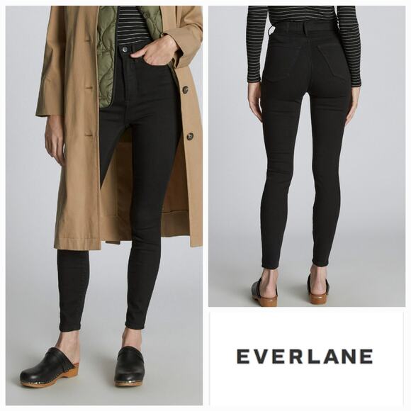 NWT Everlane Way-High Organic Cotton Blend Crop Skinny Jeans Sz. 27x26.50 Black - Picture 1 of 16